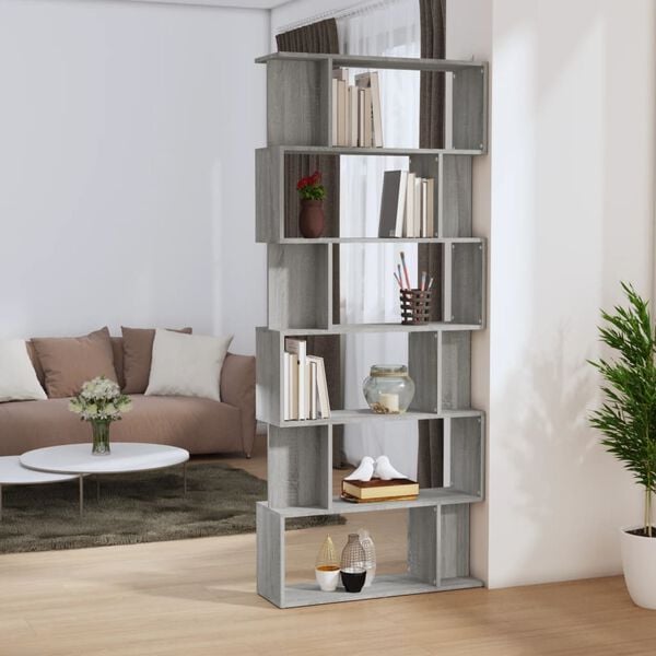 vidaXL Book Cabinet Grey Sonoma Engineered wood 75.6 in Height