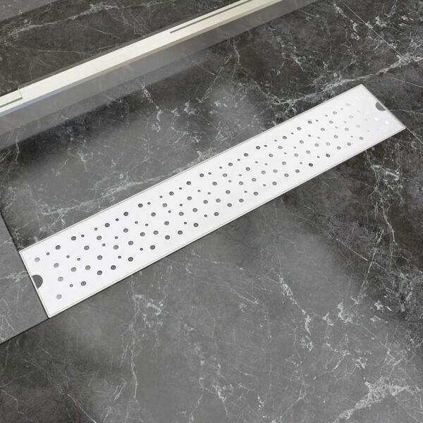 vidaXL Linear Shower Drain Bubble 24.80x5.51" Stainless Steel