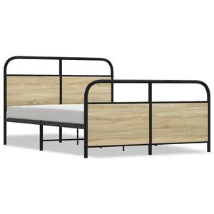vidaXL Bed Frame Sonoma oak Steel 55.1 x 78.7 in Bed Frame Rectangular