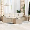 vidaXL Garden Sofa Set Beige PE rattan, powder-coated steel, tempered glass