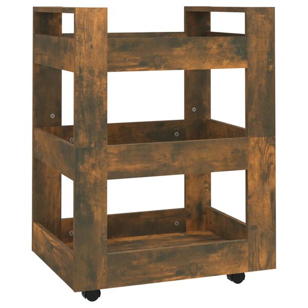 vidaXL Kitchen Trolley Smoked Oak 23.6x17.7x31.5" Engineered Wood