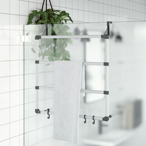 vidaXL Towel Hanger 26.4"x5.9"x26" Aluminum
