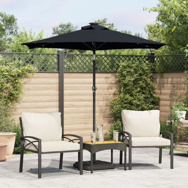 vidaXL Garden Parasol Black Polyester fabric, Steel pole Large Tiltable