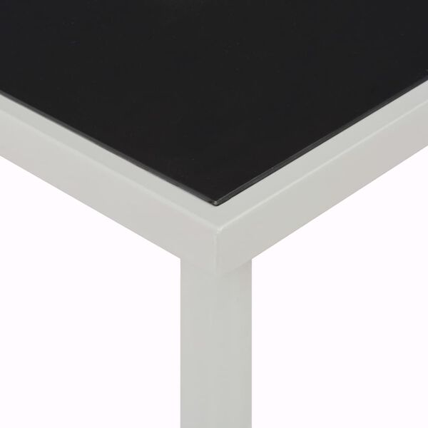 vidaXL Dining Table Black and grey Glass and powder-coated steel Large