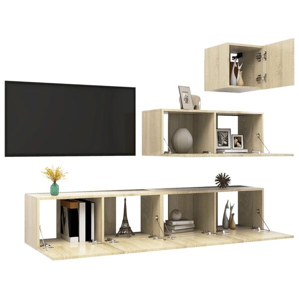 vidaXL TV Cabinet Set Sonoma Oak Engineered Wood Standard TV Cabinet Set