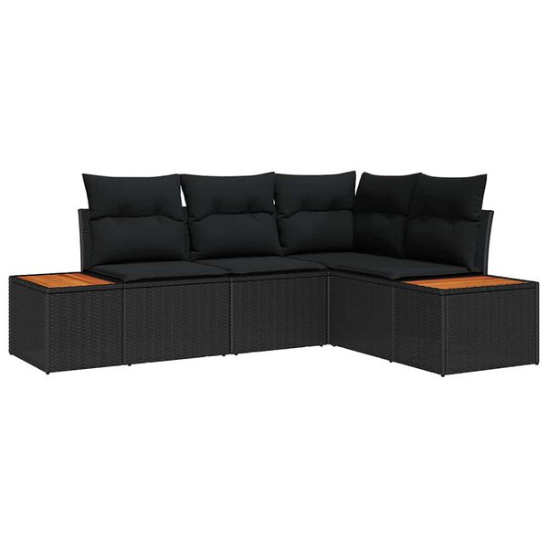 vidaXL Garden Sofa Set with Cushion 5 pcs Black Poly rattan