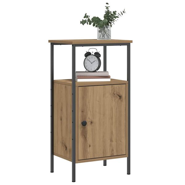 vidaXL Nightstand Artisan oak Engineered wood, metal Medium Nightstand