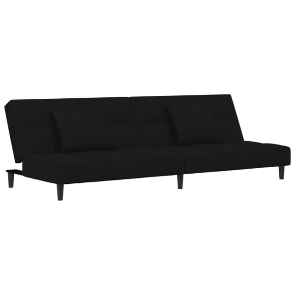 vidaXL Sofa Bed Black Velvet (100% polyester), wood, plastic 2-seater