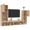 vidaXL TV Wall Unit Sonoma Oak Engineered Wood, Glass Medium