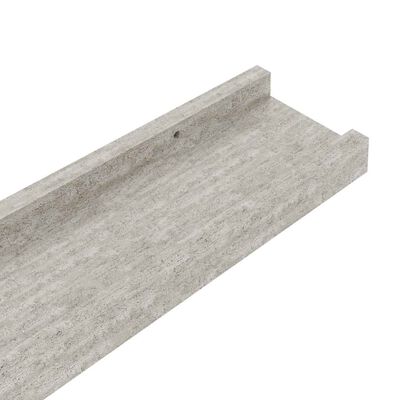 Close-up of a concrete shelf edge showing a notch or groove and textured finish