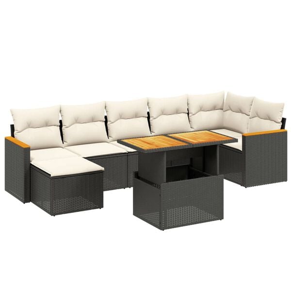 vidaXL Garden Sofa Set Black, Cream White