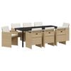 vidaXL Garden Dining Set 9 pcs Beige Poly Rattan