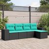 vidaXL Patio Sofa Set Black, Blue PE rattan, Powder-coated steel, Polyester