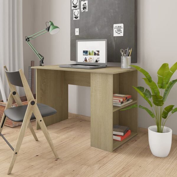 vidaXL Desk Sonoma oak Engineered wood Medium Computer Desk