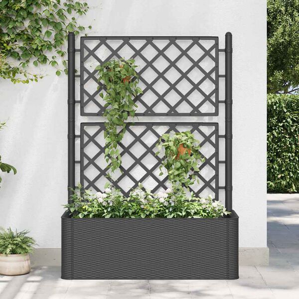 vidaXL Raised Bed Anthracite Plastic (PP) 39.4 x 16.9 x 55.9 in Planters