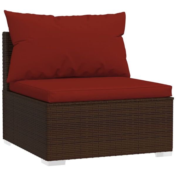 vidaXL 3-Seater Sofa Brown PE rattan, powder-coated steel 3-seater