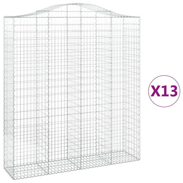 vidaXL Arched Gabion Baskets 13 pcs 78.7x19.7x220/240" Galvanised Iron
