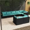 vidaXL Garden Lounge Set Black and Water Blue