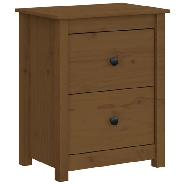 vidaXL Bedside Cabinet Honey Brown Solid Pine Wood 19.7x13.8x24.2 in