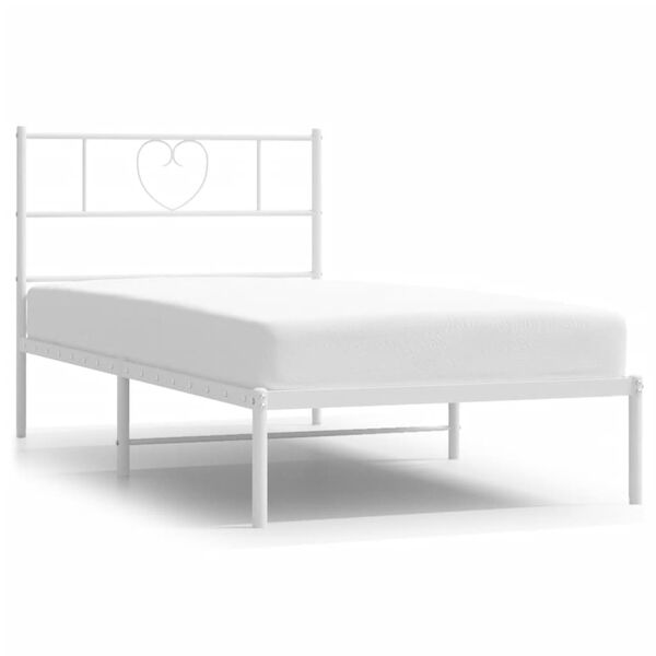 vidaXL Bed Frame White Powder-Coated Steel 35.4x74.8 in Bed Frame