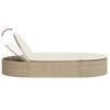 vidaXL Double Sun Lounger with Cushions Beige Poly Rattan