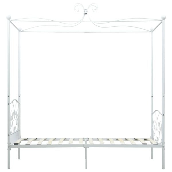 vidaXL Bed Frame White Metal Single Tough Bed Frame Rectangular