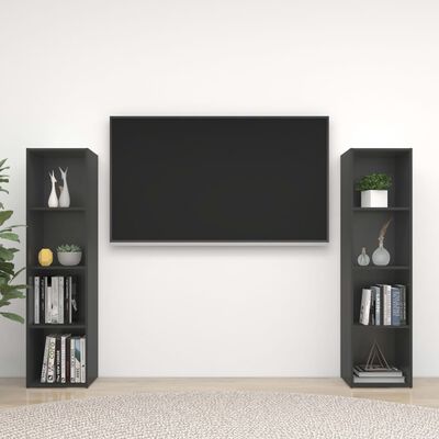 vidaXL TV Stands 2 pcs Gray 56.1"x13.8"x14.4" Engineered Wood