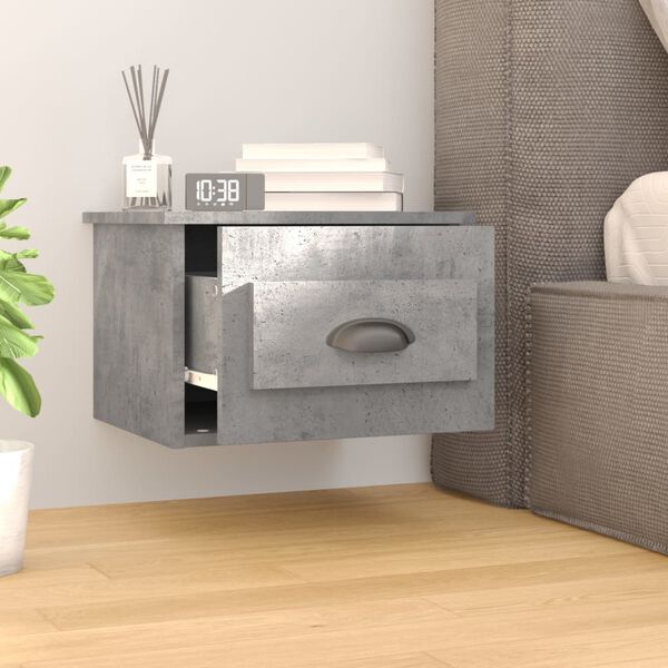 vidaXL Wall-mounted Bedside Cabinet Concrete Grey Engineered wood