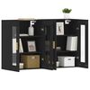 vidaXL Wall Mounted Cabinet Set of 2 Black Engineered Wood, Glass