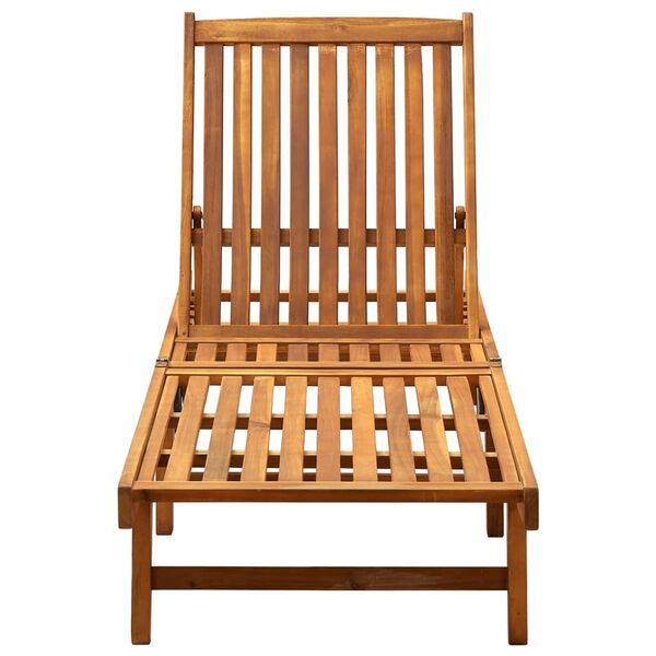 vidaXL Sunlounger Natural wood colour, Beige cushion Solid acacia wood