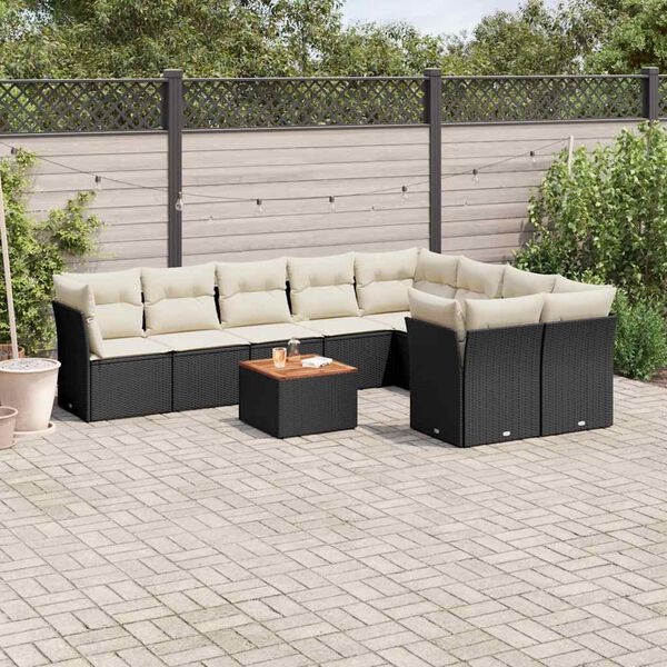 vidaXL Garden Sofa Set Black, Cream White