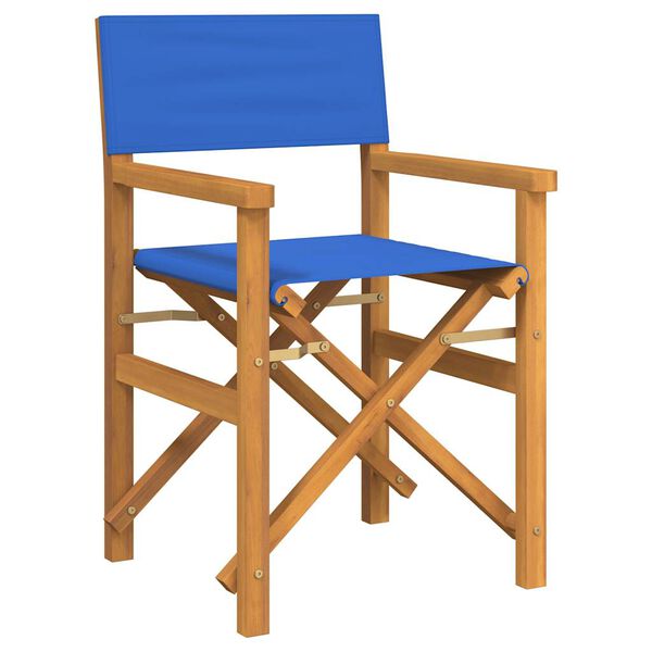vidaXL Director's Chair Set of 2 Blue, Teak Teak wood, Polyester