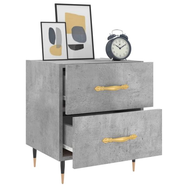 vidaXL Bedside Cabinet Set of 2 Concrete grey Engineered wood, iron