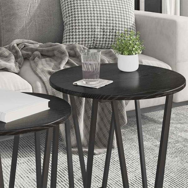 vidaXL Side Table Set 2 pcs Black Oak