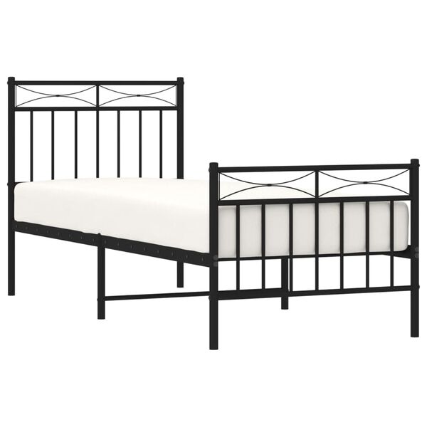 vidaXL Metal Bed Frame without Mattress with Footboard Black 29.5"x74.8"
