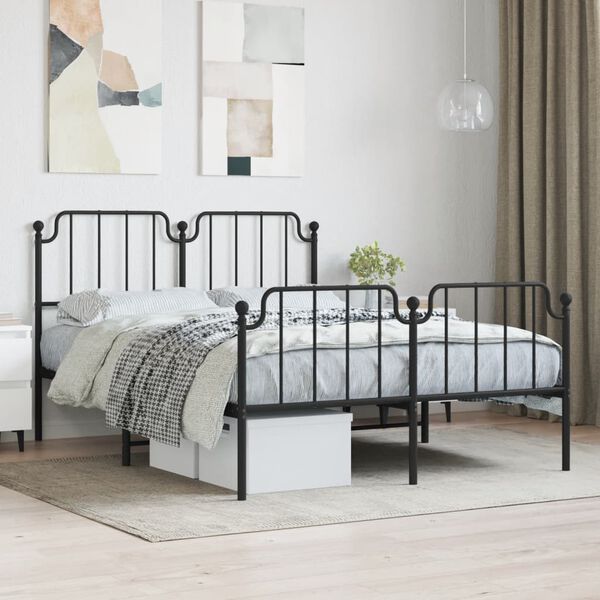 vidaXL Bed Frame Black Powder-coated steel Full Bed Frame Rectangular
