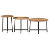 vidaXL Nesting Coffee Table Natural wood and black Solid mango wood and iron