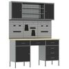 vidaXL Work Cabinet with Drawer 7 pcs Black 150 x 55 x 200 cm