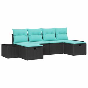 vidaXL Garden Sofa Set with Pillow 6 pcs Black Poly rattan