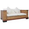 vidaXL Sofa Set Brown Natural rattan Large Removable Covers Sofa Set