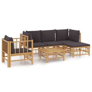 vidaXL Garden Lounge Set Dark Grey Bamboo, 100% polyester Medium Modular
