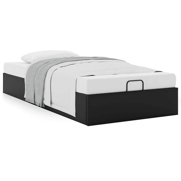vidaXL Ottoman Bed Frame Black Faux leather, metal, plywood, engineered wood