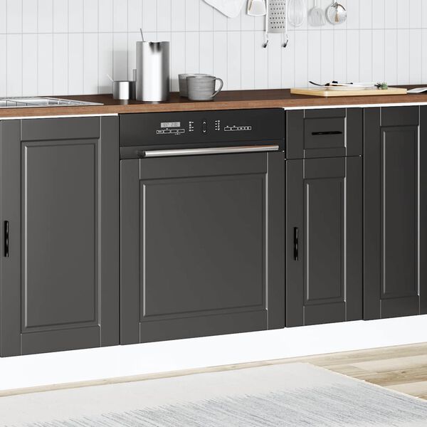 vidaXL Dishwasher Panel Black Engineered wood 23.6 x 0.6 x 26.4 in