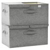 vidaXL Storage Box Set of 2 Grey Polyester Medium Foldable