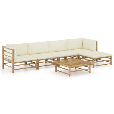 Vidaxl 6 Piece Patio Lounge Set With, White Bamboo Outdoor Furniture