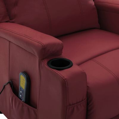 vidaXL Massage Reclining Chair Wine Red Faux Leather