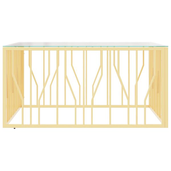 vidaXL Coffee Table Gold Stainless Steel, Tempered Glass Modern