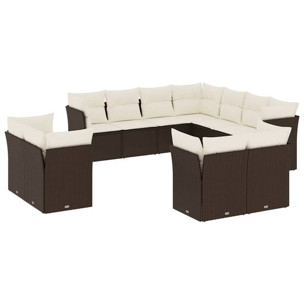 vidaXL Garden Sofa Set Brown PE rattan Medium to Large Modular