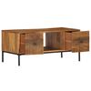 vidaXL Coffee Table Brown, Black Solid Mango Wood, Steel 35.4x17.7x15.7 in