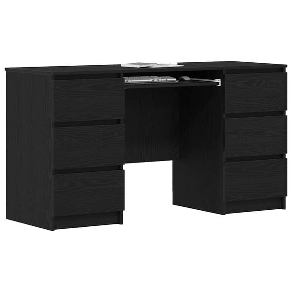 vidaXL Desk Black Oak 55.12 x 19.69 x 29.92 in Engineered Wood